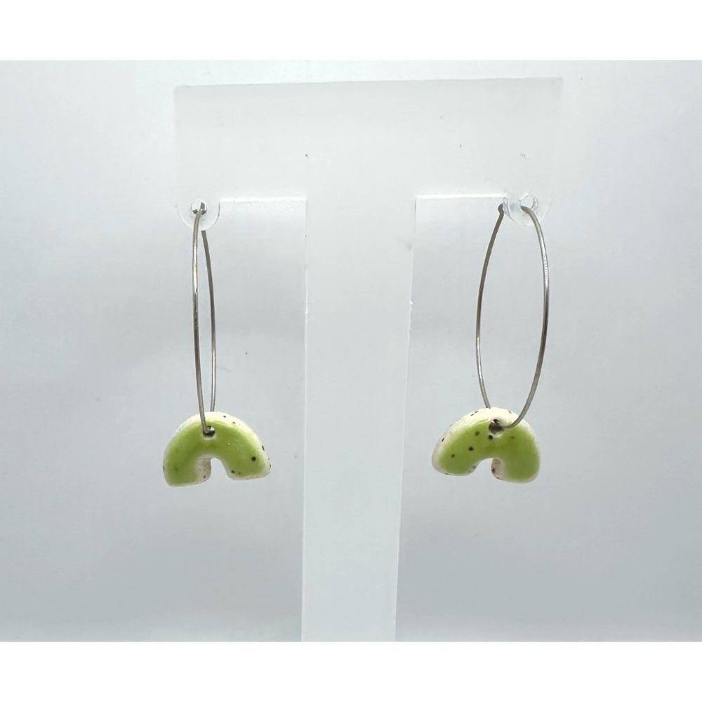 Handcrafted pair of Lightweight hoop earrings, featuring artisan Clay beads